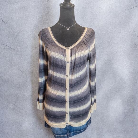 Vintage Y2K Marc by Marc Jacobs Silk Cashmere Blend Striped Tunic Cardigan S - Picture 2 of 8